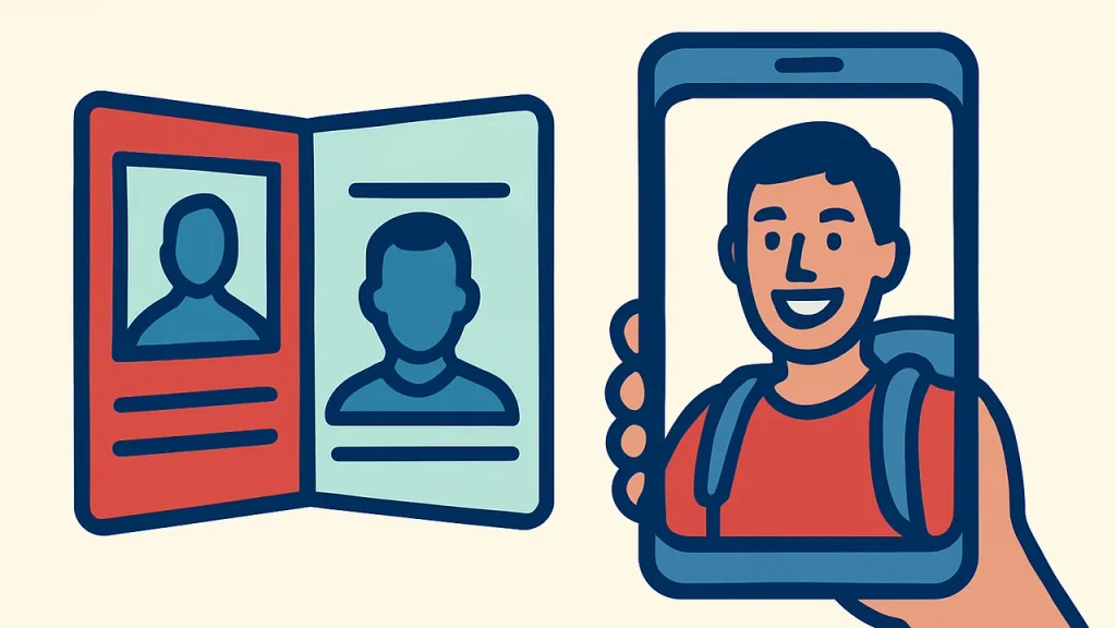 Passport and phone selfie ready for a UK ETA application on etourist.com